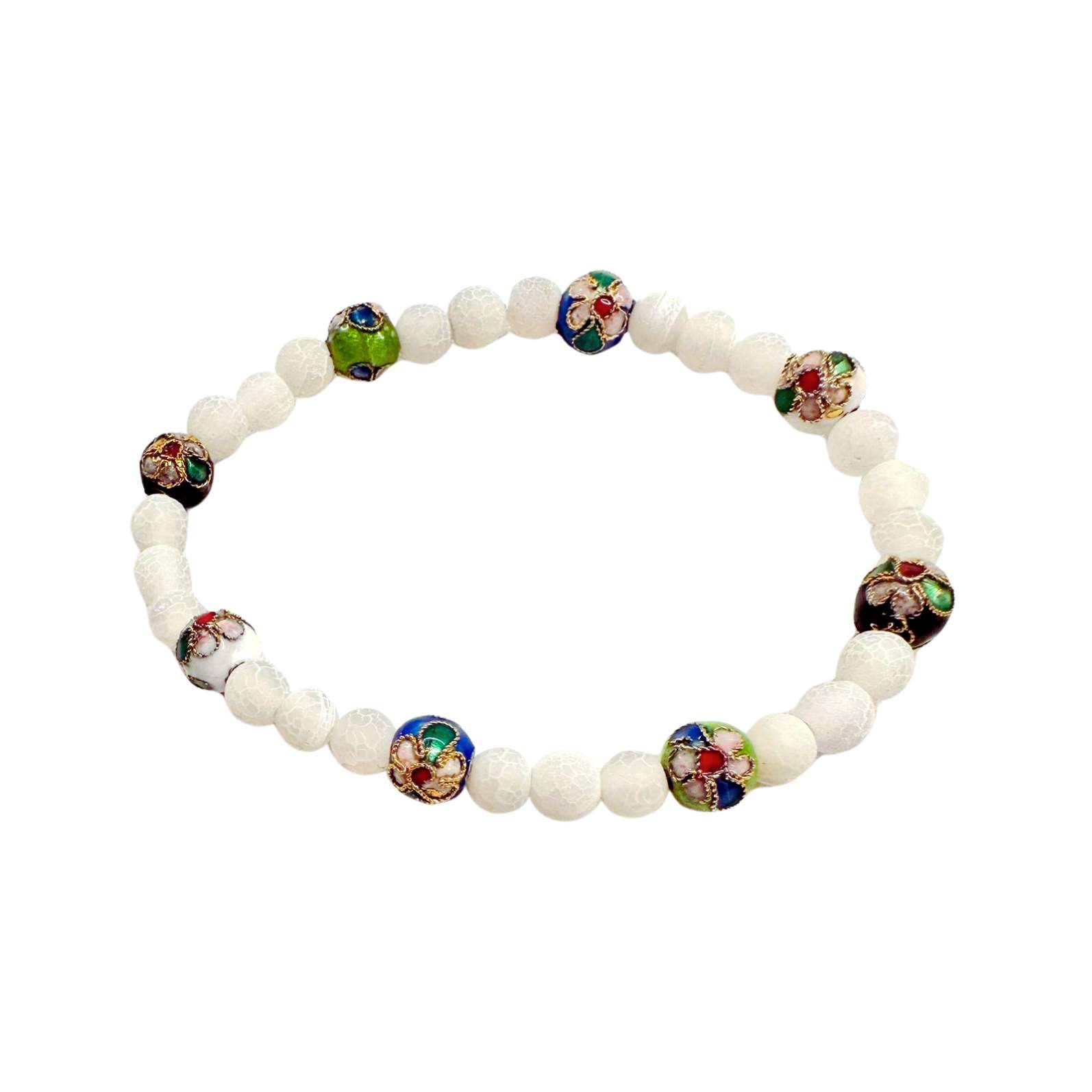 Náramek Achát s emailovými korálky